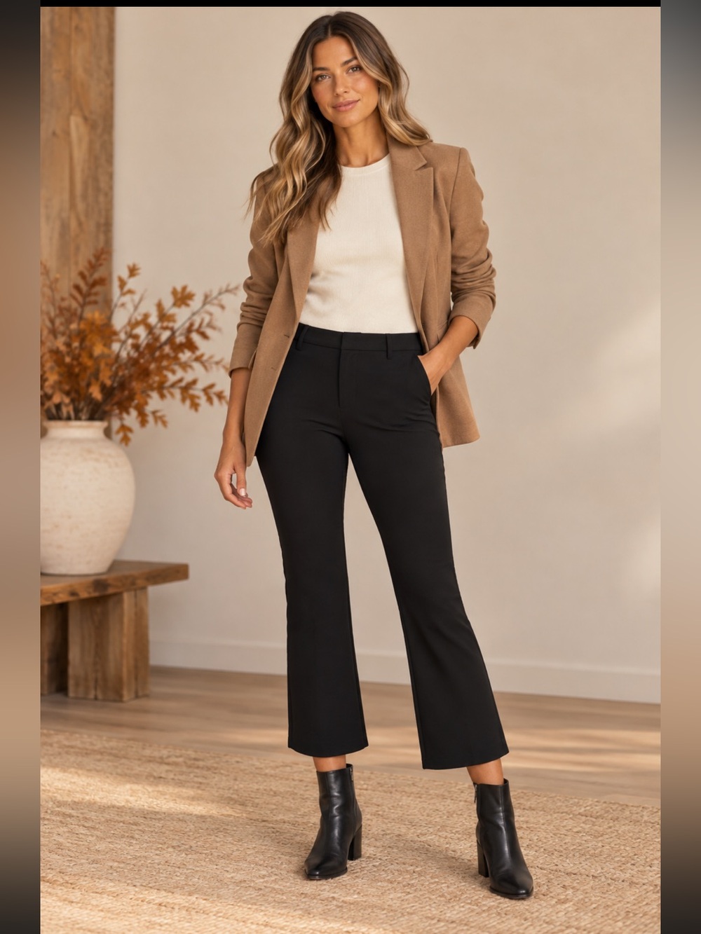 Theory Black Kick Flare Stretch Pants Size 8